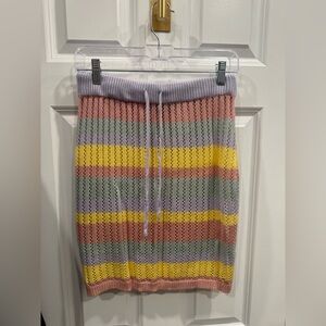 Almost Famous Knit Pastel Striped Pencil Skirt